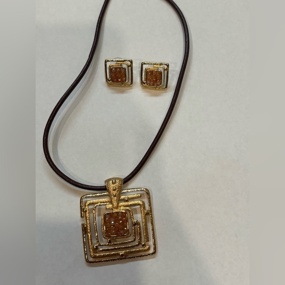 Bold statement Gold  Geometric Necklace and Earring Set for wedding guest